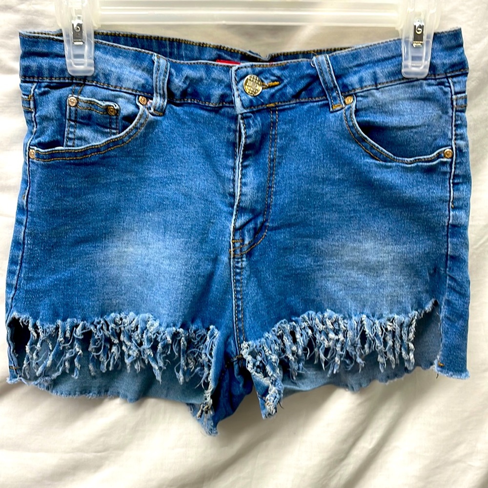 Buzz jeans faded and fringed frayed jean shorts ladies sz xl 3/21/4